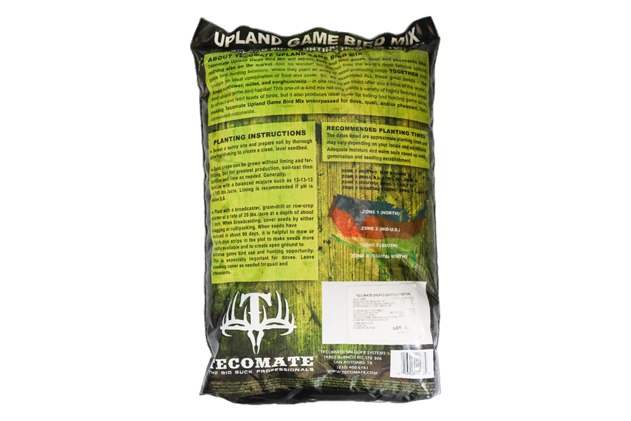 planting bird seed for food plots Tecomate 20 lb. Upland Game Bird Professional Wildlife Seed Mix